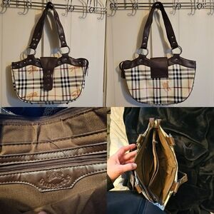 Burberry Plaid Shoulder Bag with Brown Accents